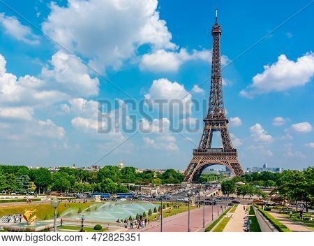 Eiffel Tower And Trocadero Fountains, Paris, France
