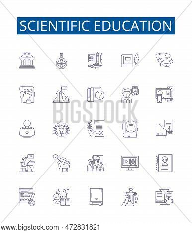 Scientific Education Line Icons Signs Set. Design Collection Of Scientific, Education, Knowledge, Le