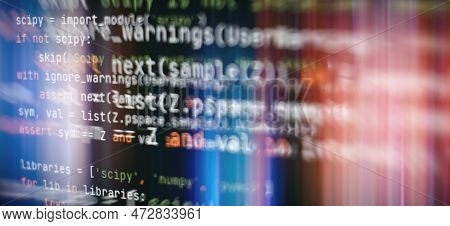Closeup Developing Programming And Coding Technologies. Developer Working On Web Sites Codes In Offi