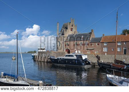 Historical City Fortification Campveerse Toren In Veere. Veere Is A City In The Province Of Zeeland 