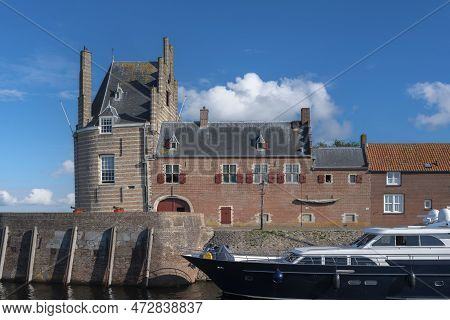 Historical City Fortification Campveerse Toren In Veere. Veere Is A City In The Province Of Zeeland 