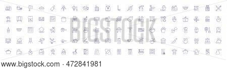 Kitchen Line Icons Signs Set. Design Collection Of Cooking, Cuisine, Cabinets, Dishes, Utensils, App