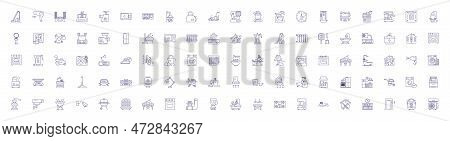 Homeware Line Icons Signs Set. Design Collection Of Furniture, Kitchenware, Tableware, Lighting, Bed