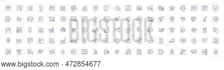 Project Line Icons Signs Set. Design Collection Of Development, Planning, Management, Construction, 