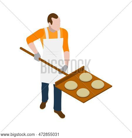 Faceless Baker Male Character Isometric Icon Vector Illustration