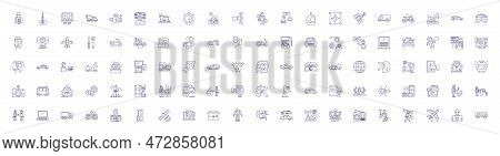 Business Automation Line Icons Signs Set. Design Collection Of Automation, Business, Processes, Soft