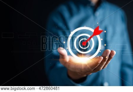 Businessman Showing Business Target Planning Development Leadership And Customer Target Group, Inves