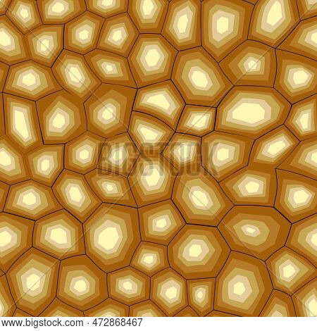 Abstract Modern Turtle Shell Seamless Pattern. Animals Trendy Background. Brown Tortoise Decorative 