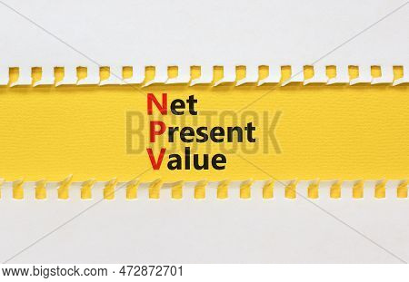 Npv Net Present Value Symbol. Concept Words Npv Net Present Value On Yellow Paper On A Beautiful Whi