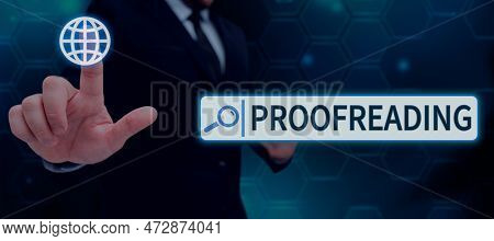 Handwriting Text Proofreading. Internet Concept Act Of Reading And Marking Spelling, Grammar And Syn
