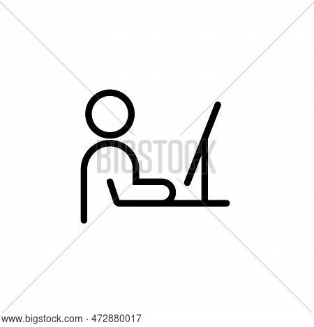 Work Remote Office Desk Icon. Work From Home Computer Person Workspace Laptop Vector Space Home Desi