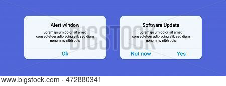 Message Box Smartphone Alert Template Ui Mockup Window Interface. Smartphone Screen Message Box Aler