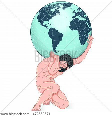 Vector Of Atlas Holding The Earth