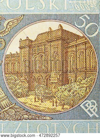 The Building Of The Bank Of Poland In The Interwar Period In Warsaw From Old Polish Money - Zloty