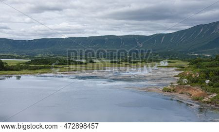 Panorama Of Hot Springs, Pools And Warm Toxic Lakes In Kronotsky Nature Reserve
