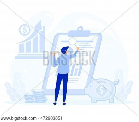 Corporate Finance Concept, Professional Accountant Calculates Company Risks