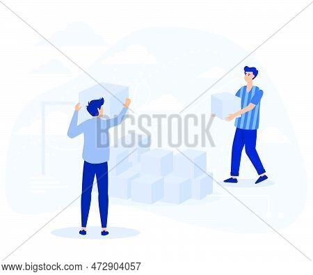 Data Backup Software Concept,  Big Data Storage, Backup Server, Flat Vector Modern Illustration