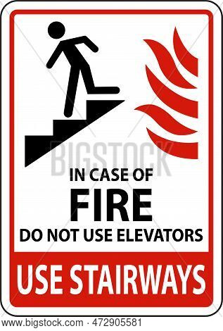 In Case Of Fire Do Not Use Elevators Sign