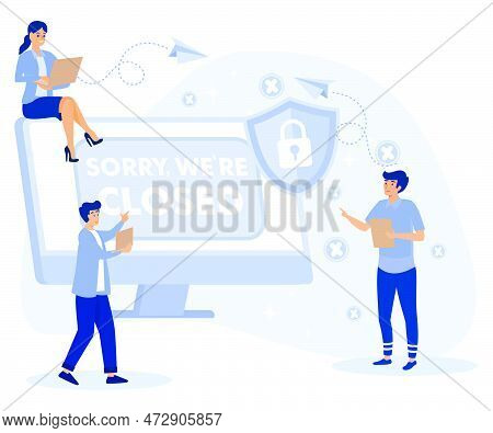 Sorry We Are Closed Concept. Closed Establishments Cafe, Shop, Store. Flat Vector Modern Illustratio