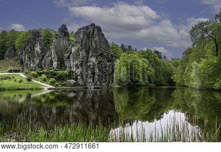 Externsteine Germany Is A Sandstone Rockformation Whose Withered Shapes Have Talked To The Mystic Si