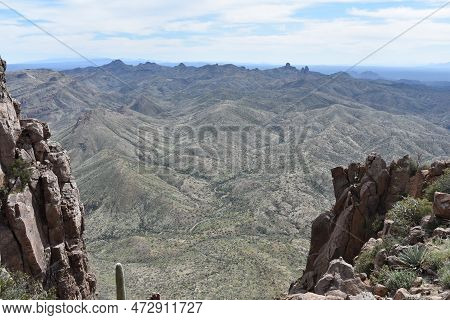 Rugged Landscape At Top Of Picketpost Mountain In Arizona