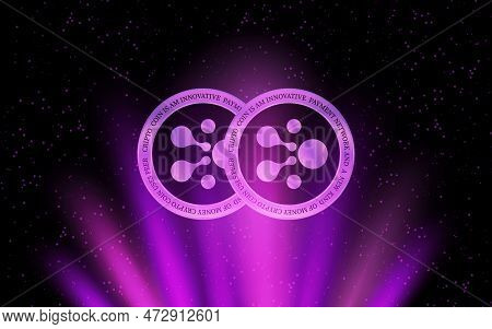 Image Of Aelf-elf Virtual Currency On A Digital Background. 3d Illustration.