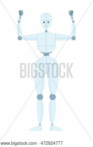 Humanoid Robot Performance Semi Flat Color Vector Character