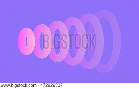Abstract Poster With Colorful 3d Rings. Smooth Gradient Background In Minimal Style. Sound Fade Visu