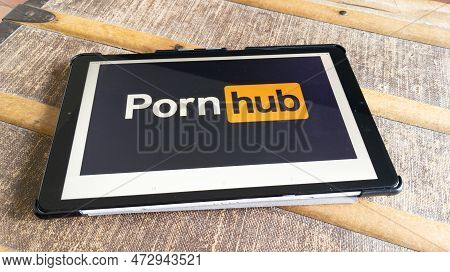 Bordeaux , Aquitaine  France - 03 15 2023 : Pornhub Logo Brand And Text Sign On Screen Tablet Comput