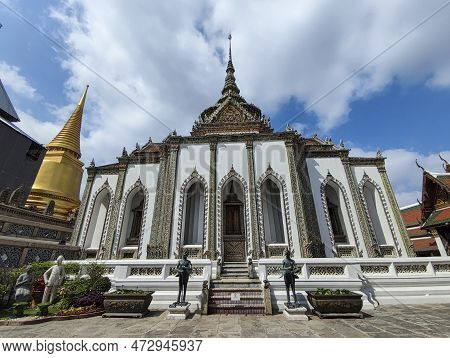 Bangkok, Thailand- 13 Feb, 2023: Phra Viharn Yod Temple At Grand Palace Complex In Bangkok. The Buil