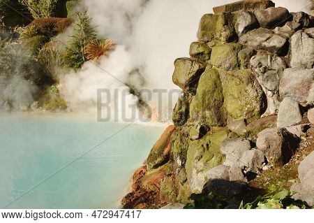Beppu Jigoku Meguri Or Hell Tour Hot Spring Water Blowing From Land Travel Location In Japan