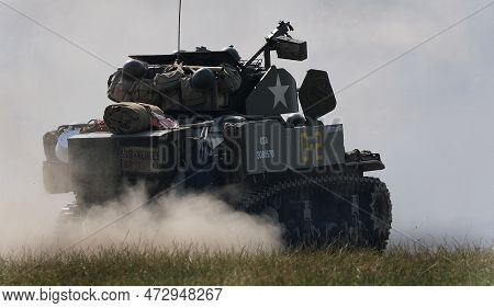 Yorkshire Wartime Experience, Leeds, Uk, !3 August 2022. Living History Show, American Light Tank Of
