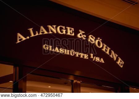 Kuala Lumpur, Malaysia - December 04, 2022: A.alange And Sohne Brand Retail Shop Logo Signboard On T