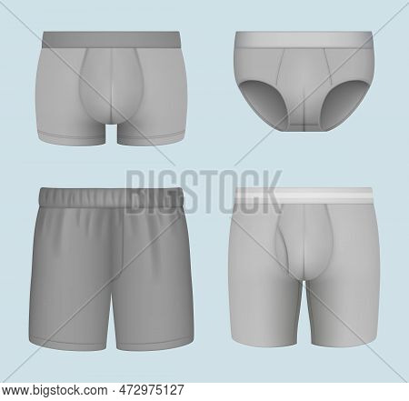 Men Lingerie. Underwear Pantie Tipes For Male Sensual Fashioned Style Bikini Decent Vector Realistic