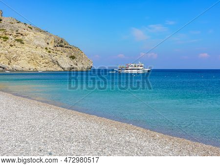 Traganou Beach On Rhodes Island In Greece