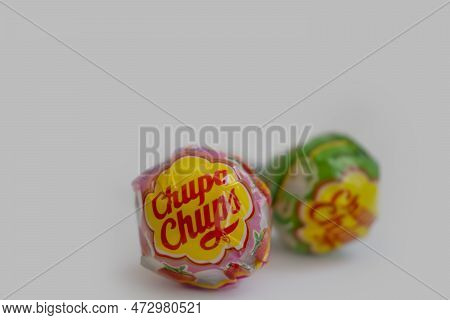 March 19, 2023 Ukraine City Kyiv Candies From The Chupa Chups Company On A Light Background