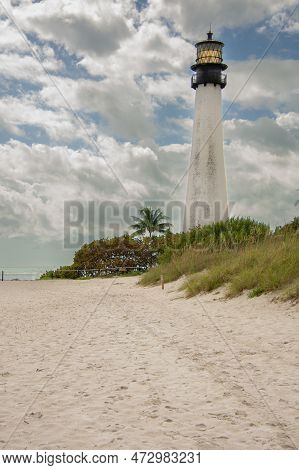 Key Biscane Point Lighthouse Near Miami, Florida In The United States