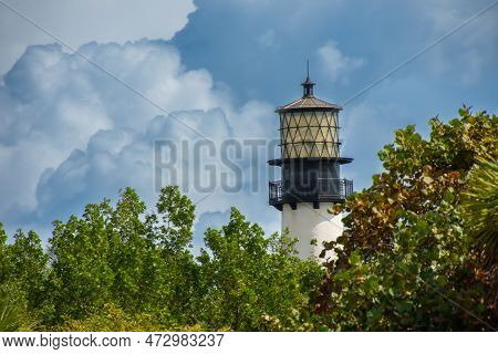 Key Biscane Point Lighthouse Near Miami, Florida In The United States