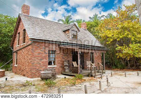 Old House In The Park Of Key Biscane Near Miami, Florida In The United States