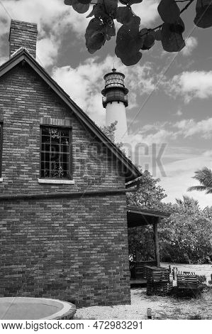 Old House In The Park Of Key Biscane Near Miami, Florida In The United States