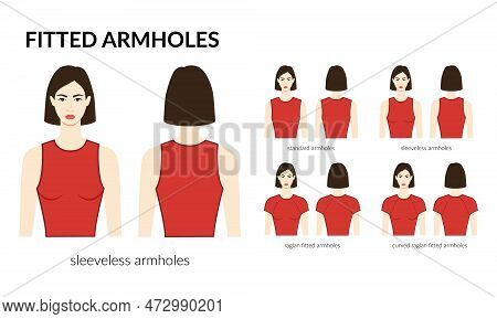 Set Of Fitted Armhole Short Length Standard, Sleeveless, Curved Raglan Sleeves Clothes Technical Fas