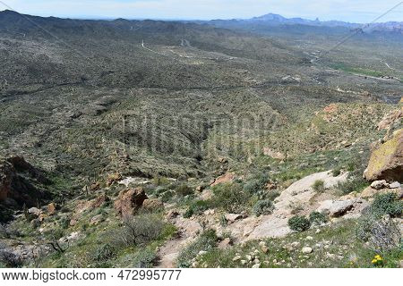 Expansive View Of Superstition Mountains, From Picketpost Mountain