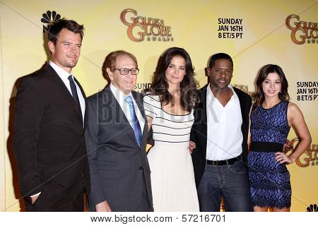 Josh Duhamel, Philip Berk, Katie Holmes, Blair Underwood, Gia Mantegna at the 68th Annual Golden Globe Awards Nominations Announcement, Beverly Hilton Hotel, Beverly Hills, CA. 12-14-10