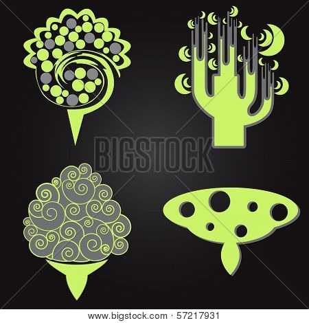 Yellow-grey Abstract Trees