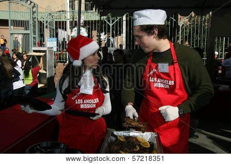 Jennifer Love Hewitt, Alex Beh  at the Christmas Eve For Homeless Served at Los Angeles Mission, Los Angeles, CA. 12-24-10