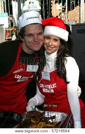 Alex Beh, Jennifer Love Hewitt  at the Christmas Eve For Homeless Served at Los Angeles Mission, Los Angeles, CA. 12-24-10