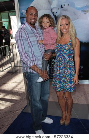 Kendra Wilkinson and Hank Baskett with son Hank Jr. at the Los Angeles Premiere of 