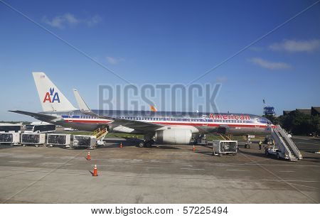American Airlines plane at Punta Cana International Airport, Dominican Republic