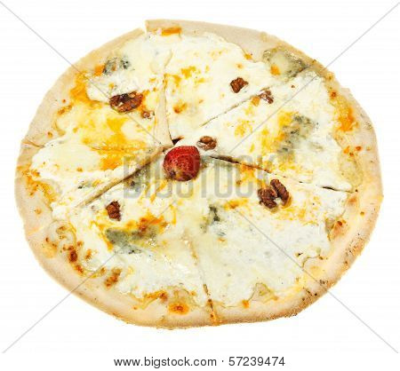 Top View Of Italian Pizza Quatro Formaggi