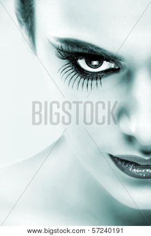 Extreme makeup. Beautiful half faceblack and white